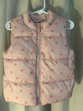 Old Navy Light Pink Heart-Print Puffer Vest
